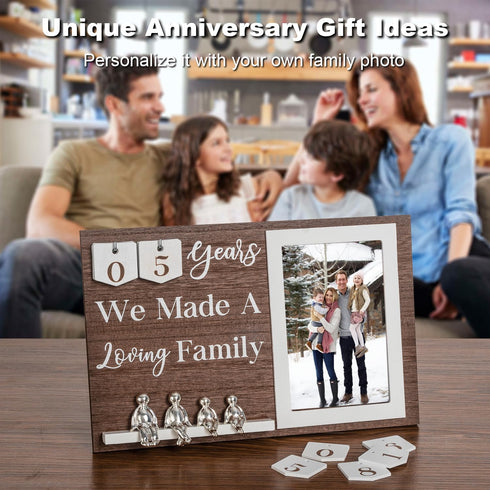 10 Year Tin Anniversary Personalized Anniversary for Couples Aluminum Family Tree Decor Picture Frame Keepsake